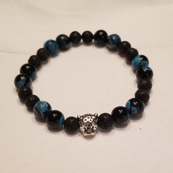 Hand Crafted Other - 🎉🎉HP!! 🐆 Men's black leopard stretch bracelet